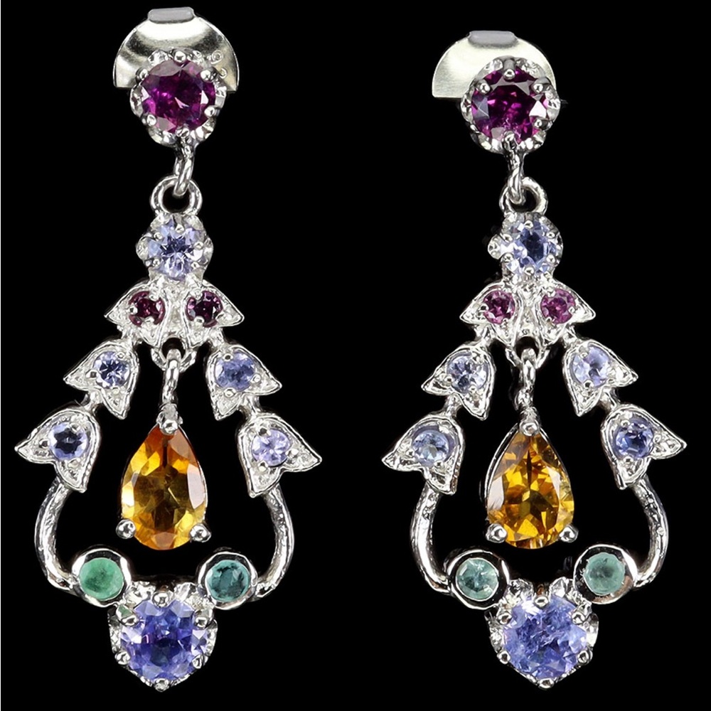 Elegant Genuine Citrine Earrings with Gemstones